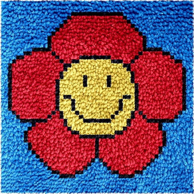 Numptain Latch Hook Kits for Adults,DIY Rug Crafts Flower Pattern Color Printed Canvas,Latch Hook Kits for Beginners Handmade Needlework Crafts Home Decoration,12"x12" - Image 1